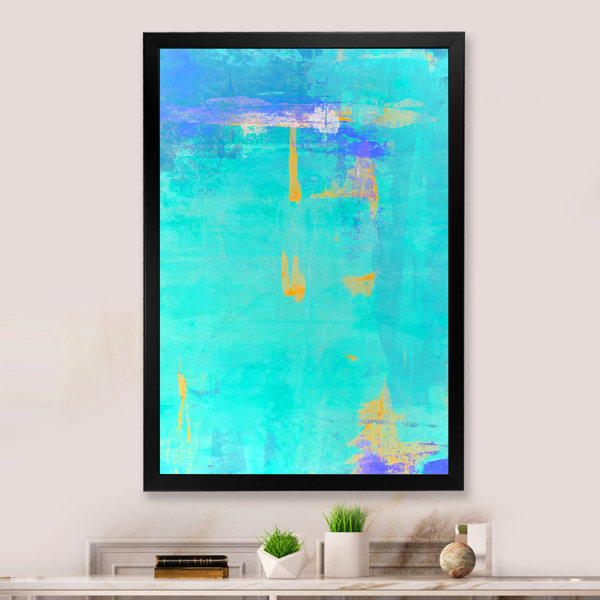 Wrought Studio Turquoise Meets Orange Modern Art Picture Frame Print